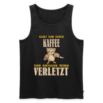 Eule Barista Lebensretter Kaffee Coffee Cappuccino - Männer Premium Bio Tank Top - Schwarz - Vorne - AI Model Male 178 light (178cm)