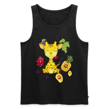 Giraffe, fruit, fruits, snacking, vitamins, wild animals - Men's Premium Organic Tank Top - black - Front - Michal (187cm)