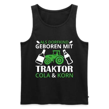 lustiger Dorfkind Cola Korn Schnaps Trakor Treker - Männer Premium Bio Tank Top - Schwarz - Vorne - Michal (187cm)