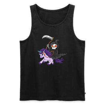 Cooles Einhorn als Zombie mit Gevater Tod - Männer Premium Bio Tank Top - Schwarz - Vorne - AI Model Male 178 light (178cm)