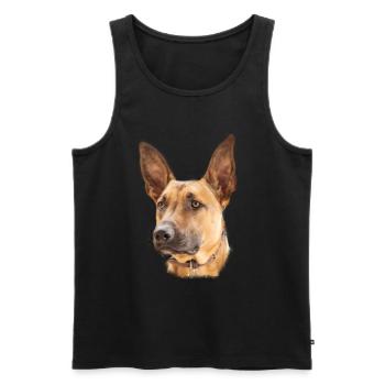 Cadeau de conception de chien belge malinois - Débardeur bio Premium Homme - noir - Devant - AI Model Male 178 light (178cm)