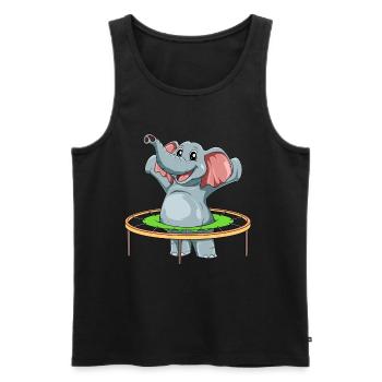 Saut de trampoline d'éléphant drôle - Débardeur bio Premium Homme - noir - Devant - AI Model Male 178 light (178cm)