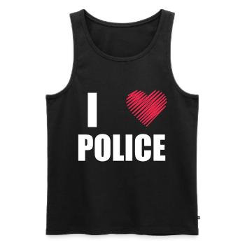 police - Débardeur bio Premium Homme - noir - Devant - AI Model Male 178 light (178cm)