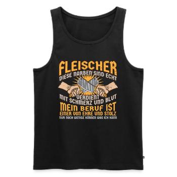 Fleischer Ehre Stolz Fleischliebhaber Beruf Spruch - Männer Premium Bio Tank Top - Schwarz - Vorne - Michal (187cm)