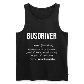 bus - Men's Premium Organic Tank Top - black - Front - AI Model Male 178 light (178cm)