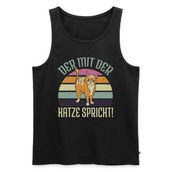 Katzenpapa der mit der Katze spricht Katzenhalter - Männer Premium Bio Tank Top - Schwarz - Vorne - Michal (187cm)