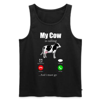 Vache moo boeuf lait fermier ferme des animaux - Débardeur bio Premium Homme - noir - Devant - AI Model Male 178 light (178cm)