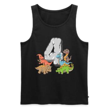 Dinosaur 4 years kids 4 birthday T-Rex Dino - Men's Premium Organic Tank Top - black - Front - AI Model Male 178 light (178cm)