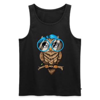 Eule ich mag halt Eulen Nerd Brille Crazy Owl Lady - Männer Premium Bio Tank Top - Schwarz - Vorne - AI Model Male 178 light (178cm)