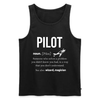 Pilot - Männer Premium Bio Tank Top - Schwarz - Vorne - Michal (187cm)