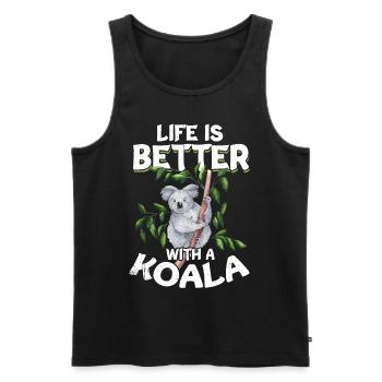 Koala Gift Tired Lazy Pouch Bear Cute Animal - Men's Premium Organic Tank Top - black - Front - Michal (187cm)