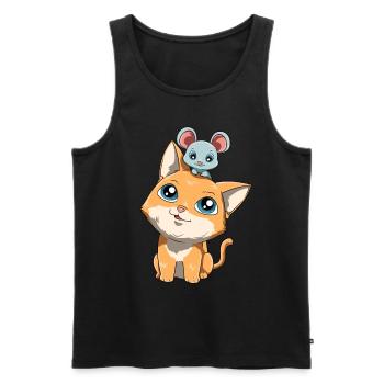 Cute Cat and Mouse Girlfriends - Men's Premium Organic Tank Top - black - Front - Michal (187cm)