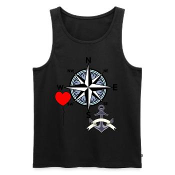 Anchor Sailor Compass Windrose Balloon Tour - Débardeur bio Premium Homme - noir - Devant - AI Model Male 178 light (178cm)