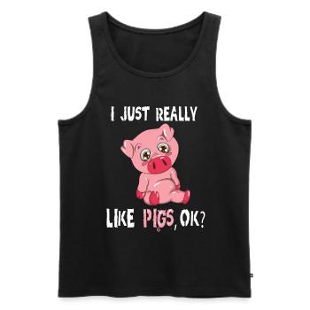 I Just really like Pigs ok Cochon rose Renard - Débardeur bio Premium Homme - noir - Devant - AI Model Male 178 light (178cm)