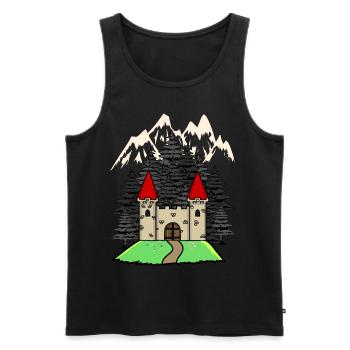 Castle Fortress Medieval Knight Nature Fantasy - Men's Premium Organic Tank Top - black - Front - AI Model Male 178 light (178cm)