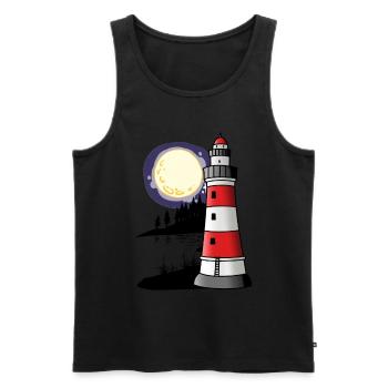 Phare Côte Nautique Maritime Sailor - Débardeur bio Premium Homme - noir - Devant - AI Model Male 178 light (178cm)