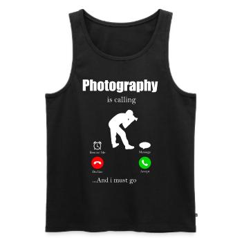 Caméra photo Reflex Objective Photo Camera - Débardeur bio Premium Homme - noir - Devant - AI Model Male 178 light (178cm)
