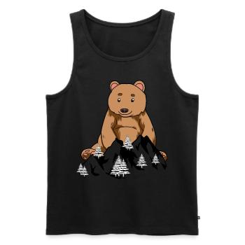 Mountain Mountains Nature Mountain Brown Bear Bear - Men's Premium Organic Tank Top - black - Front - AI Model Male 178 light (178cm)