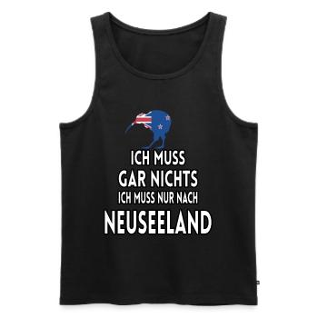 Ich muss gar nichts ich muss nur nach Neuseeland - Männer Premium Bio Tank Top - Schwarz - Vorne - AI Model Male 178 light (178cm)