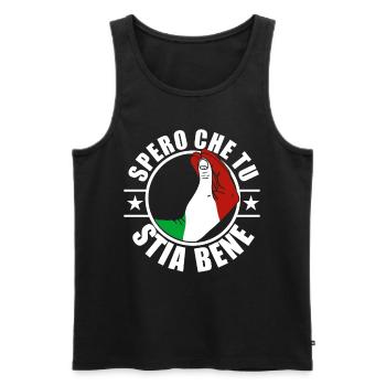 Italie drapeau Tshirt Sicile Proverbes Milan Rome - Débardeur bio Premium Homme - noir - Devant - Michal (187cm)