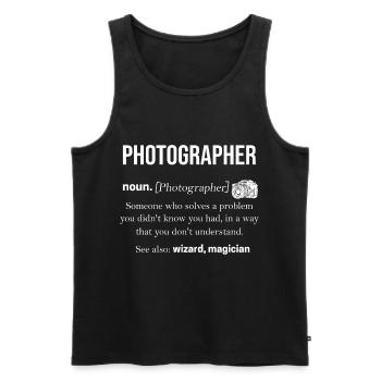 Photographe - Débardeur bio Premium Homme - noir - Devant - AI Model Male 178 light (178cm)