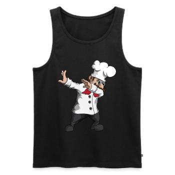 Funny Dabbing Chef Dance Pizza Baker Chef - Men's Premium Organic Tank Top - black - Front - AI Model Male 178 light (178cm)