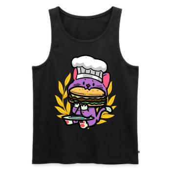 Cats, Child, Burger, Snacking, Hunger, Fast Food, Kid - Men's Premium Organic Tank Top - black - Front - AI Model Male 178 light (178cm)