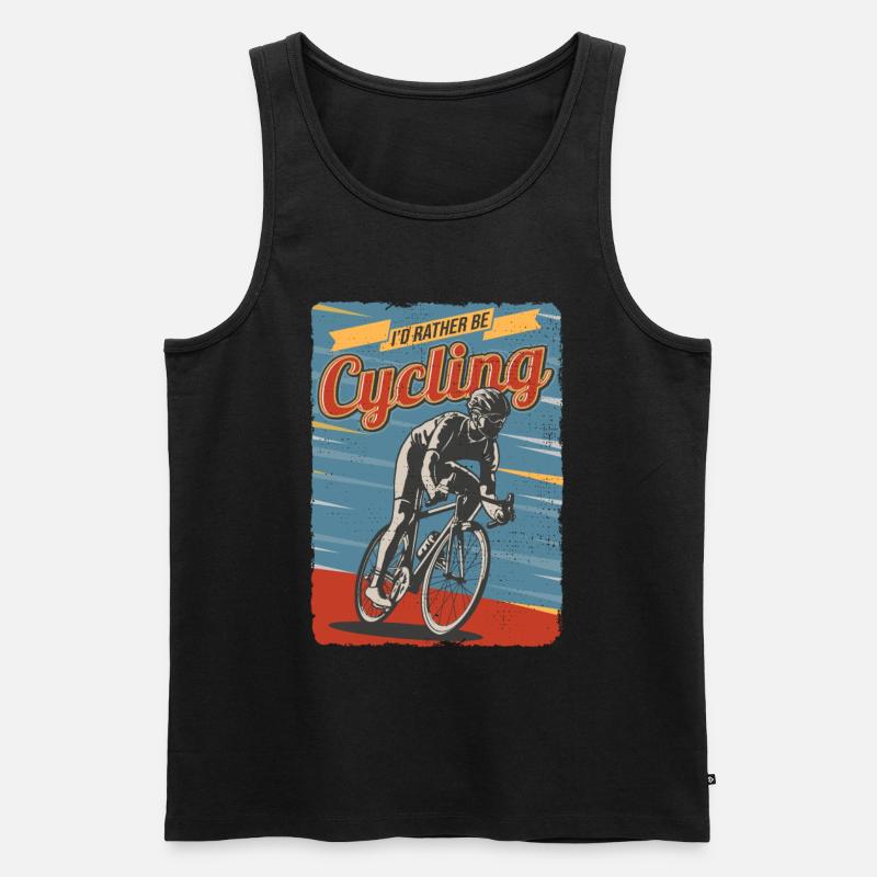 I'd rather be Cycling - Männer Premium Bio Tank Top - Schwarz