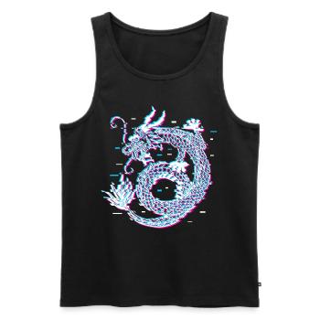 Japanese Dragon Vaporwave Aesthetic cadeau - Débardeur bio Premium Homme - noir - Devant - AI Model Male 178 light (178cm)