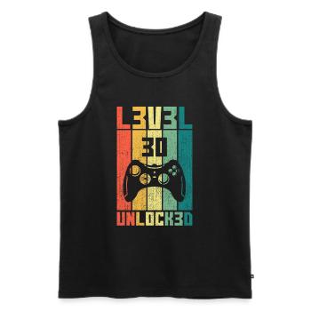 Niveau 30 Unlocked Joueur cadeau 30 anniversaire - Débardeur bio Premium Homme - noir - Devant - AI Model Male 178 light (178cm)