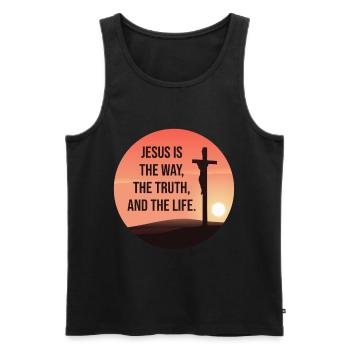 Jesus is the way, the truth, and my life. - Débardeur bio Premium Homme - noir - Devant - AI Model Male 178 light (178cm)