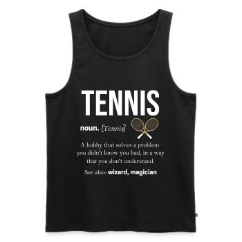 Tennis Tennisball Sport Topspin Wimbledon Vorhand - Männer Premium Bio Tank Top - Schwarz - Vorne - AI Model Male 178 light (178cm)