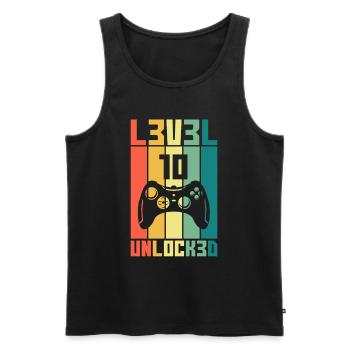 Level 10 Unlocked Zocker 10 Geburtstag Geschenk - Männer Premium Bio Tank Top - Schwarz - Vorne - Michal (187cm)