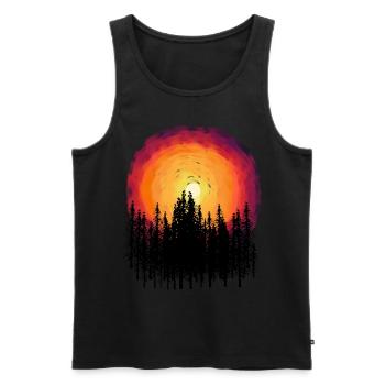 Forêt Nature Flore Botanique Coucher de soleil Arbres - Débardeur bio Premium Homme - noir - Devant - Michal (187cm)