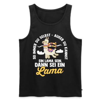 Lama - Männer Premium Bio Tank Top - Schwarz - Vorne - Michal (187cm)
