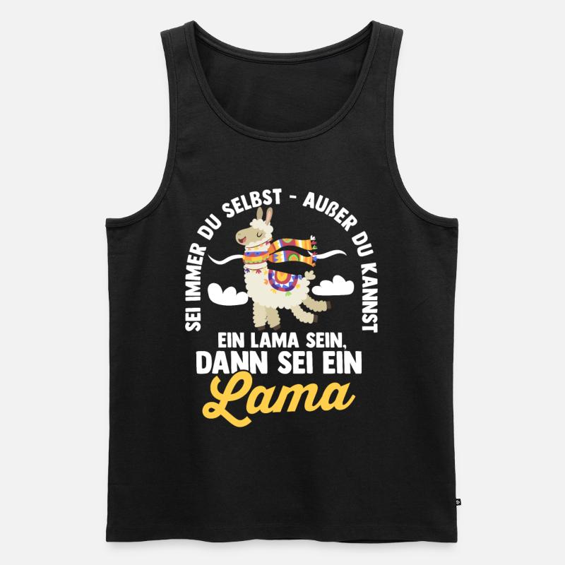 Lama - Männer Premium Bio Tank Top - Schwarz