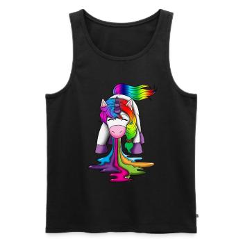Licorne vomit créatures mythiques arc-en-ciel - Débardeur bio Premium Homme - noir - Devant - Michal (187cm)