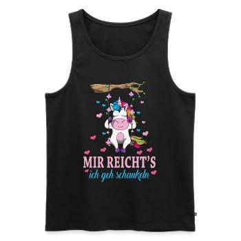 Einhorn Liebhaber Mir reichts ich geh Schaukeln - Männer Premium Bio Tank Top - Schwarz - Vorne - Michal (187cm)