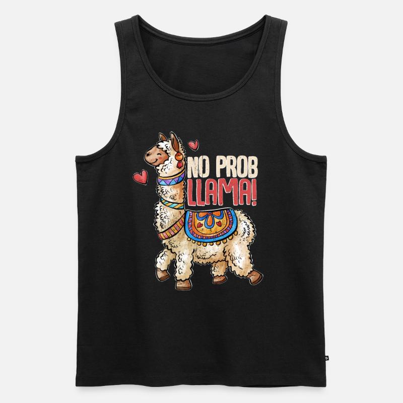 Lama - Männer Premium Bio Tank Top - Schwarz