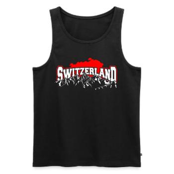 Suisse Tshirt Drapeau Switzerland Zurich Berne - Débardeur bio Premium Homme - noir - Devant - Michal (187cm)