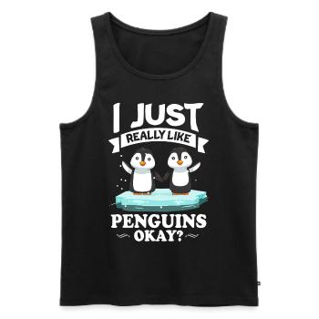 Pingouin Tshirt pour l’oiseau de manchot empereur hiver animal - Débardeur bio Premium Homme - noir - Devant - Michal (187cm)