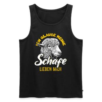 Hausschaf Merinoschaf Schafbock - Männer Premium Bio Tank Top - Schwarz - Vorne - Michal (187cm)