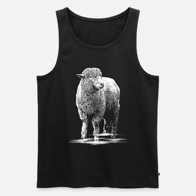 Schaf Illustration Schafbock - Männer Premium Bio Tank Top - Schwarz