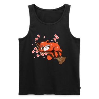 Red Panda Cherry Blossom tree flower Japanese pink - Men's Premium Organic Tank Top - black - Front - AI Model Male 178 light (178cm)