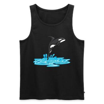 Aus Wasser Springender Orca Killer Wal Motive - Männer Premium Bio Tank Top - Schwarz - Vorne - Michal (187cm)