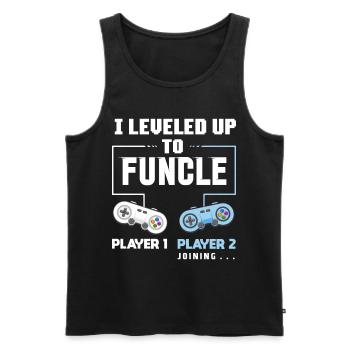 I Level Up To Funcle Funny Uncle Gaming Gift - Men's Premium Organic Tank Top - black - Front - AI Model Male 178 light (178cm)