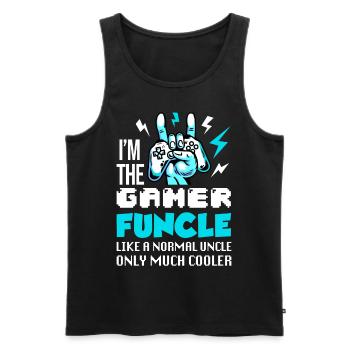 Je suis le cadeau de l'oncle Gamer Funcle Gamer - Débardeur bio Premium Homme - noir - Devant - AI Model Male 178 light (178cm)