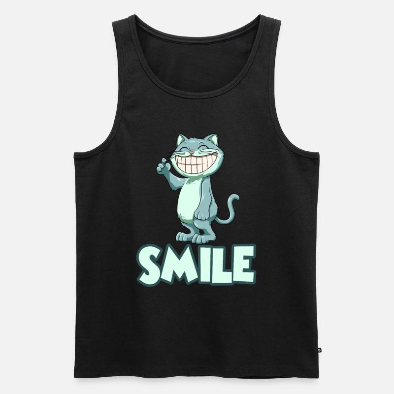 Grinsende Katze - Männer Premium Bio Tank Top - Schwarz