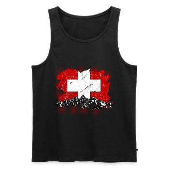 Suisse Tshirt Zurich Bern Drapeau Switzerland - Débardeur bio Premium Homme - noir - Devant - Michal (187cm)