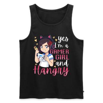 Yes I'm A Gamer Girl Hangry Angry Anime Hungry - Männer Premium Bio Tank Top - Schwarz - Vorne - AI Model Male 178 light (178cm)
